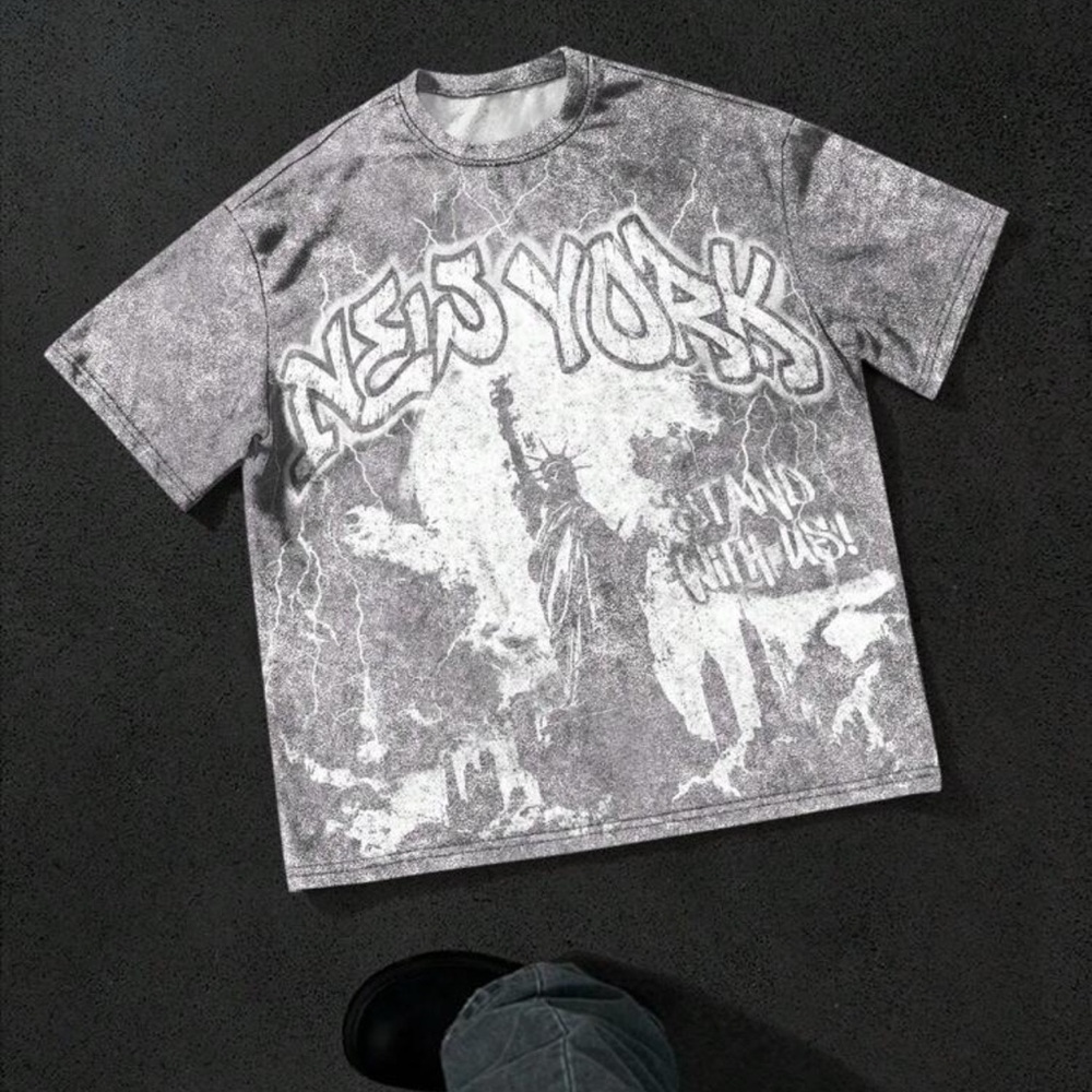 Gray Graphic Tee - New York Design